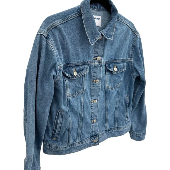 Old Navy Womens Denim Jacket Medium Wash Cotton Relaxed Fit Size M - Picture 2 of 8